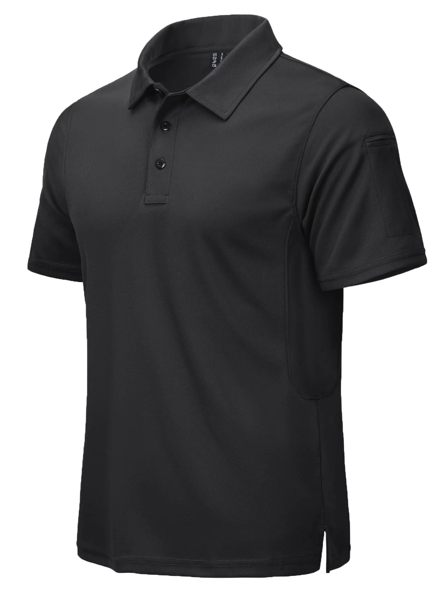 CRYSULLY Mens Polo Shirt Golf Performance Short Sleeve Moisture Wicking Athletic Collared Tennis T-Shirt Black 2XL